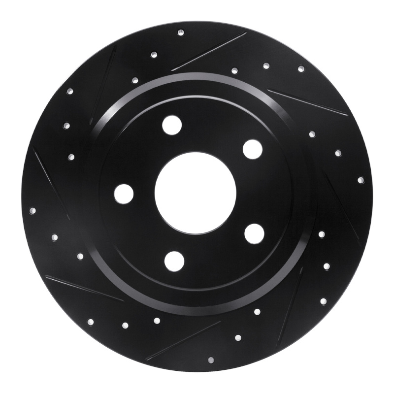 Dodge Durango Brake Rotor (1) - Rear Left - R1 Concepts - Drilled & Slotted - Black - `11-`22